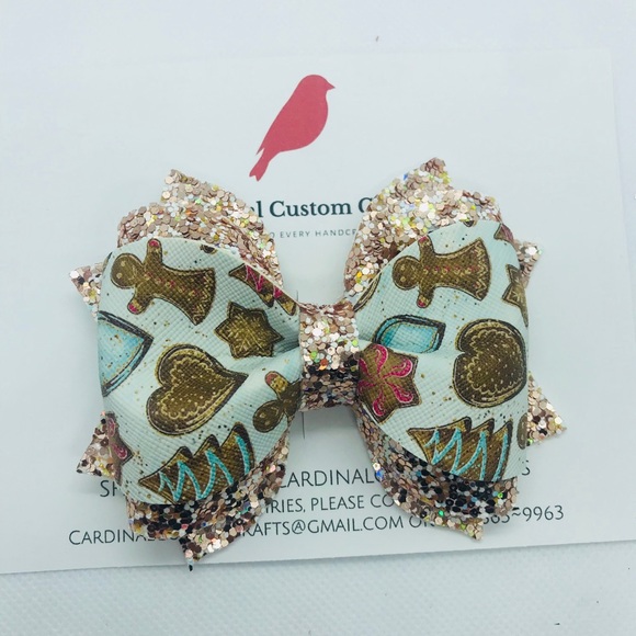 Christmas Holiday Gingerbread Cookie Hair Bow - Picture 2 of 8